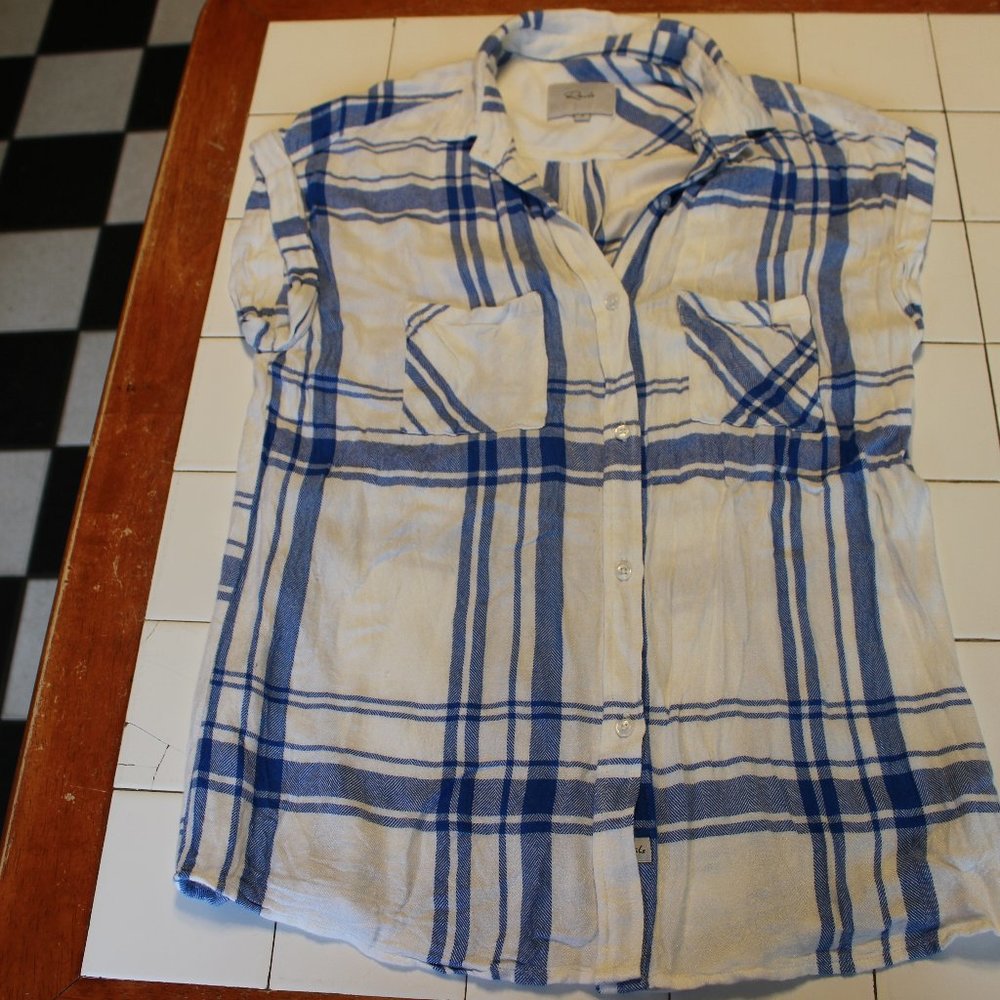 Rails Blue and White Plaid Button Down Shirt